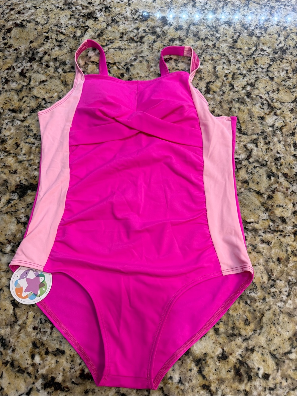 Girls' Pink Two-Tone One-Piece Swimsuit